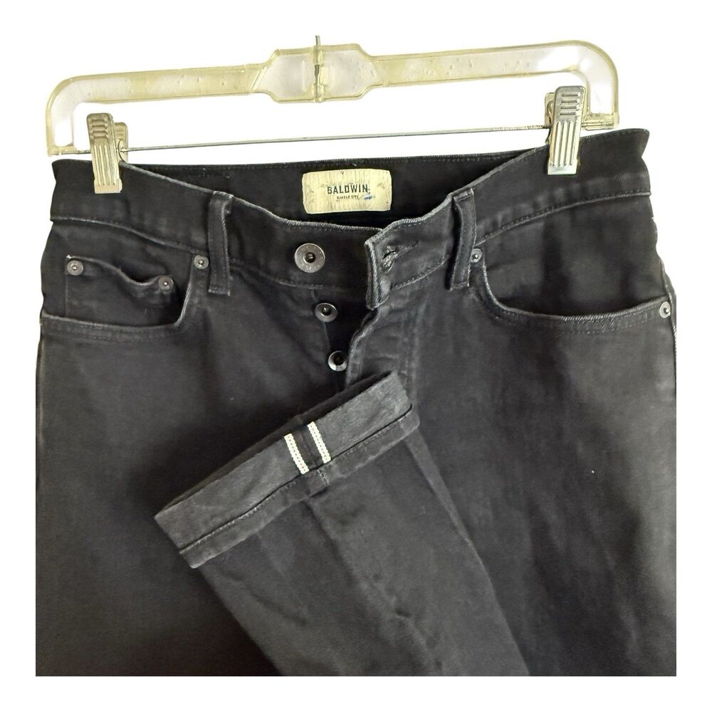 Baldwin Selvedge Black Jeans Henley Slim Straight Mens Sz 29 X 31 Button Fly